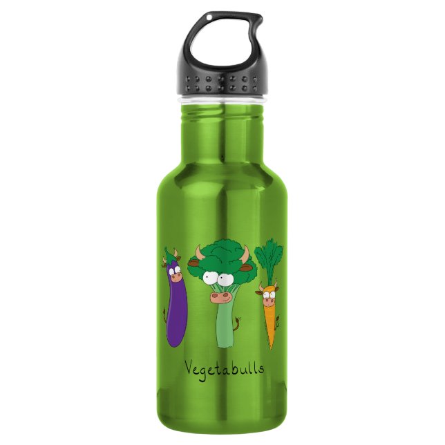 Vegetabulls Vegetable Bulls Funny Water Bottle (Front)
