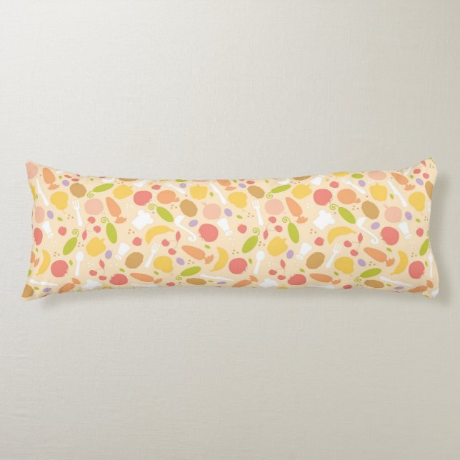 Vegetarian cooking pattern background body cushion (Front)