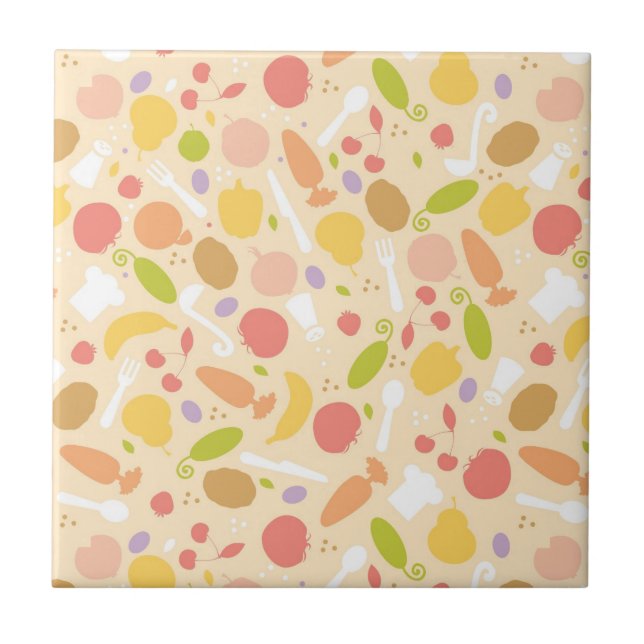 Vegetarian cooking pattern background ceramic tile (Front)