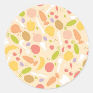 Vegetarian cooking pattern background classic round sticker