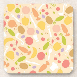 Vegetarian cooking pattern background coaster