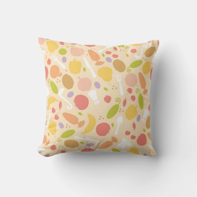 Vegetarian cooking pattern background cushion (Front)
