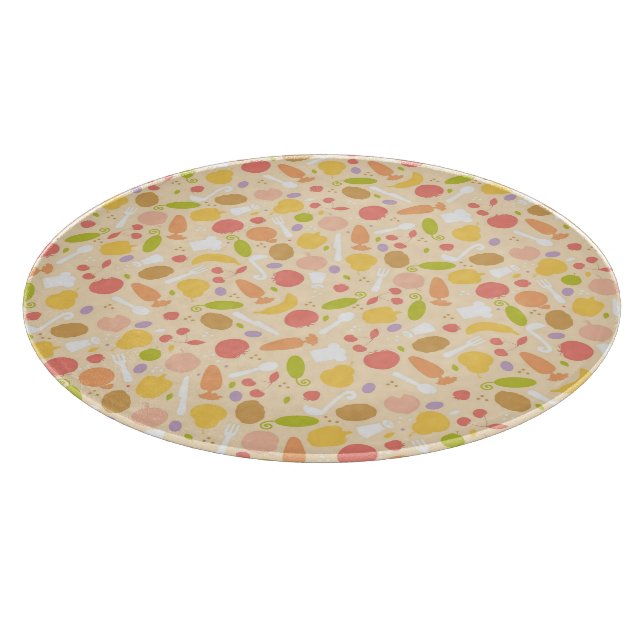Vegetarian cooking pattern background cutting board (Corner)