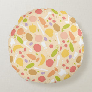 Vegetarian cooking pattern background round cushion