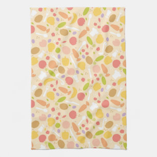Vegetarian cooking pattern background tea towel