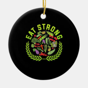 Vegetarian Eat Strong Ceramic Ornament