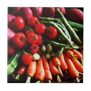 Vegetarian Garden Vegetables Picture Ceramic Tile