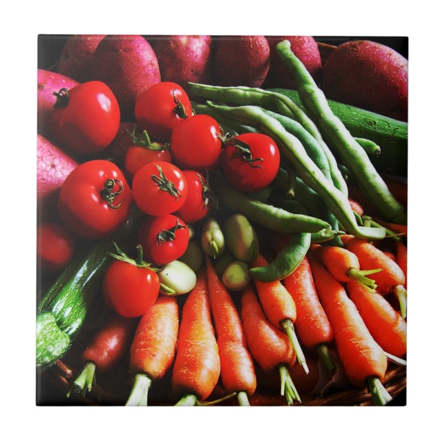 Vegetarian Garden Vegetables Picture Ceramic Tile (Front)