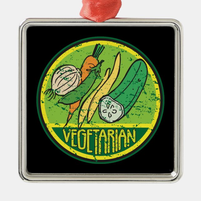 Vegetarian Grunge Metal Ornament (Front)