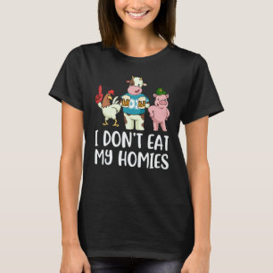 Vegetarian I Don't Eat My Homies, Funny Vegan Retr T-Shirt