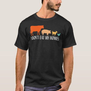 Vegetarian I Don't Eat My Homies, Funny Vegan Retr T-Shirt
