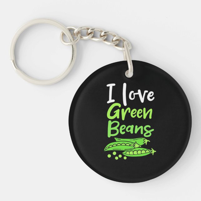 Vegetarian I Love Green Beans Key Ring (Front)