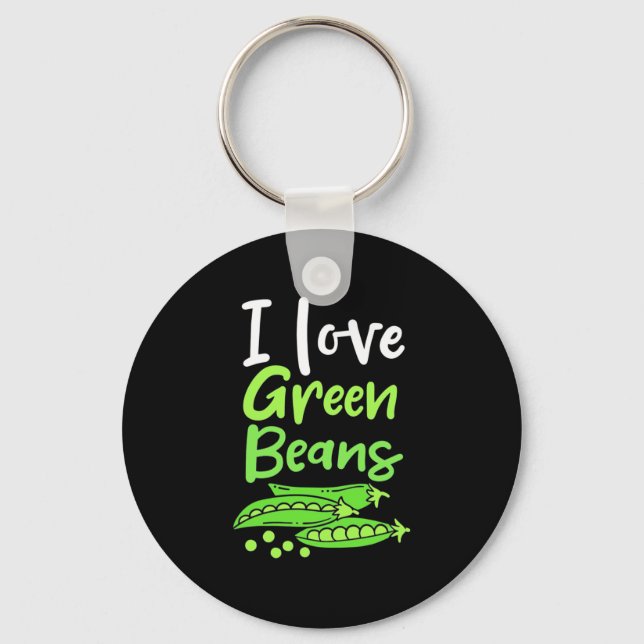 Vegetarian I Love Green Beans Key Ring (Front)