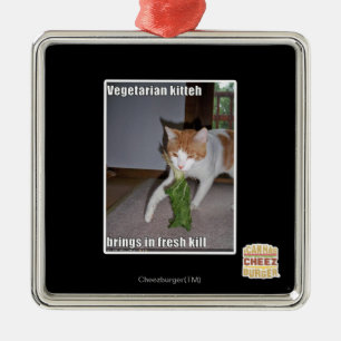 Vegetarian Kitteh Metal Ornament