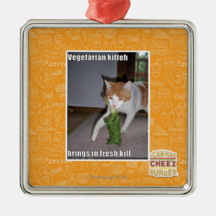 Vegetarian Kitteh Metal Ornament