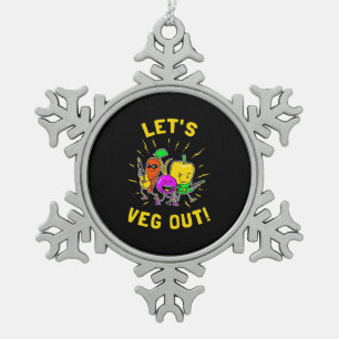 Vegetarian Let Vegan Out Snowflake Pewter Christmas Ornament