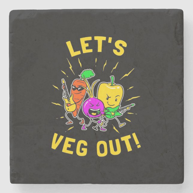 Vegetarian Let Vegan Out Stone Coaster (Front)