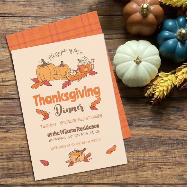 Vegetarian Orange Thanksgiving Dinner Invitation (Creator Uploaded)