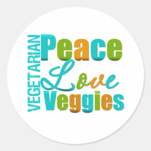 Vegetarian Peace Love Veggies Classic Round Sticker