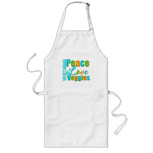 Vegetarian Peace Love Veggies Long Apron