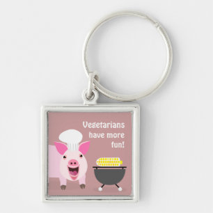 Vegetarian Pig Keychaing Key Ring