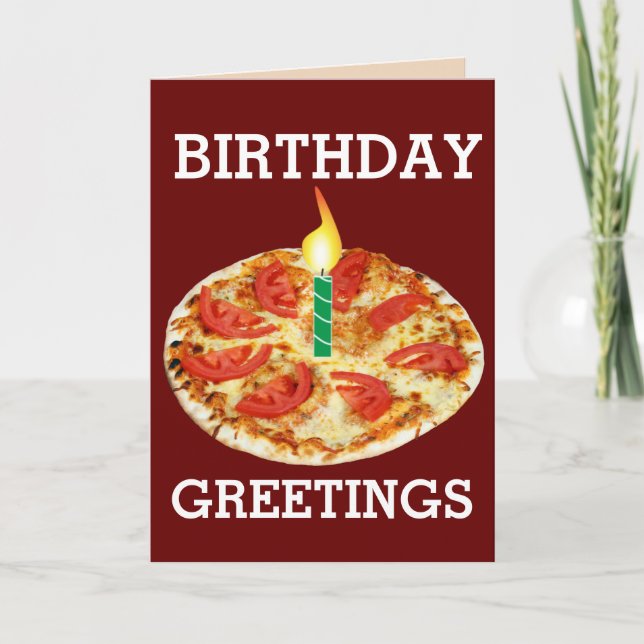 VEGETARIAN PIZZA BIRTHDAY GREETING CARD (Front)
