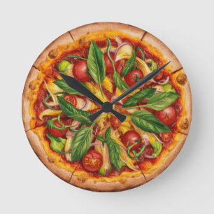 Vegetarian Pizza Round Clock