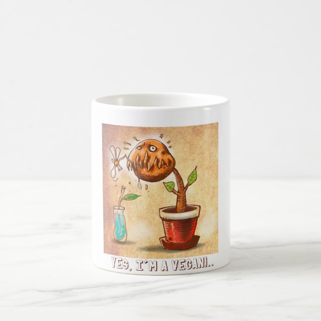 vegetarian plant funny cartoon coffee mug (Center)