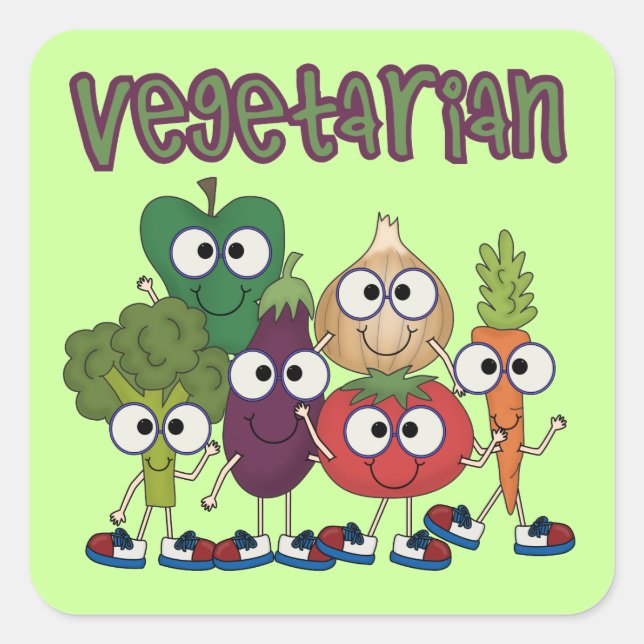 Vegetarian Square Sticker (Front)