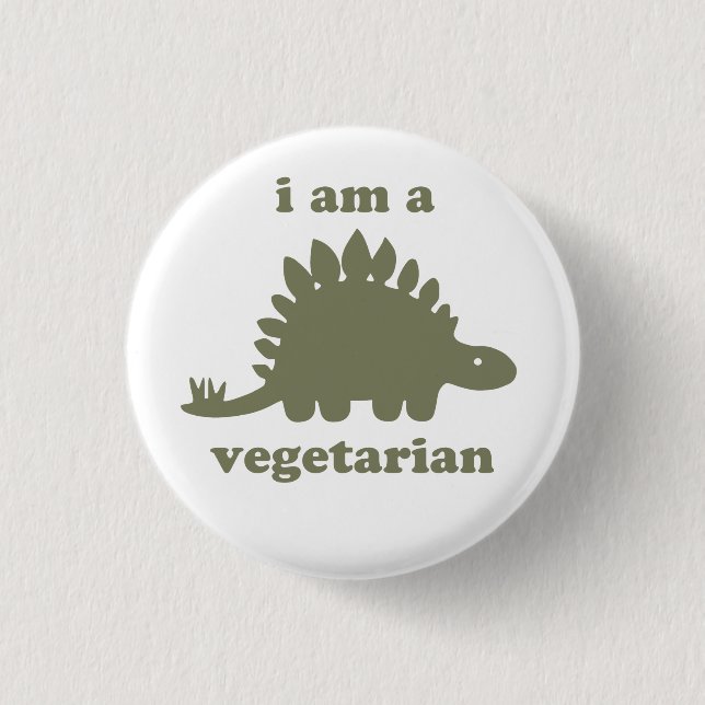 Vegetarian Stegosaurus Dinosaur - Green 3 Cm Round Badge (Front)