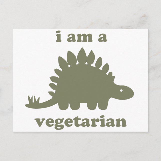 Vegetarian Stegosaurus Dinosaur - Green Postcard (Front)