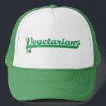 Vegetarian Trucker Hat<br><div class="desc">Sporty-style design with cute leafy greens reads,  Vegetarian. Great for veggie-only eaters!</div>