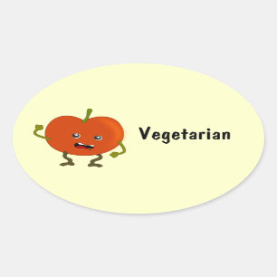 Vegetarian / Vegan Food Labels: Tomato Oval Sticker