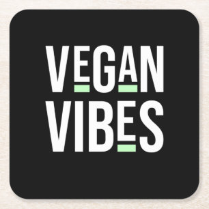 Vegetarian Vegan Vibes Square Paper Coaster