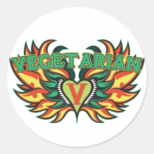 Vegetarian Wings Classic Round Sticker (Front)