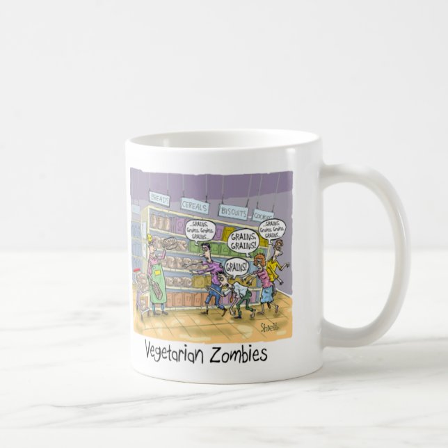 Vegetarian Zombies Wanting GRAINS, GRAINS, GRAINS! Coffee Mug (Right)