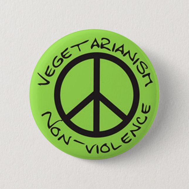 vegetarianism non-violence 6 cm round badge (Front)