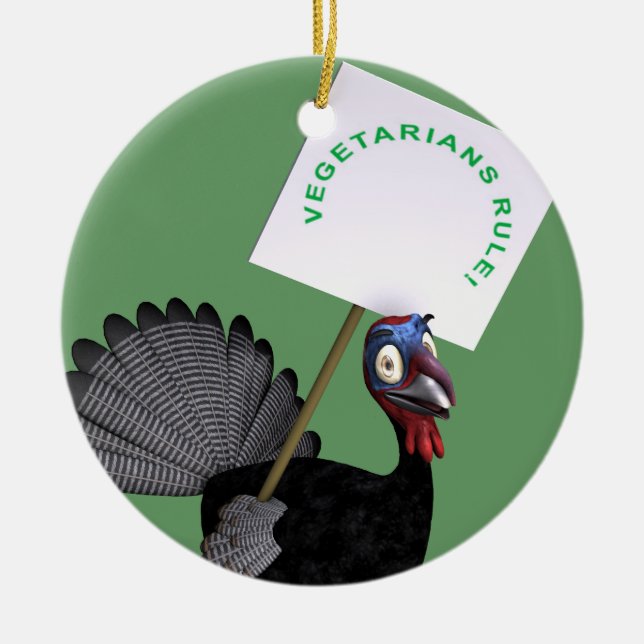 Vegetarians Rule! Ceramic Ornament (Front)