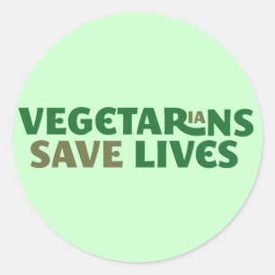 Vegetarians save lives classic round sticker