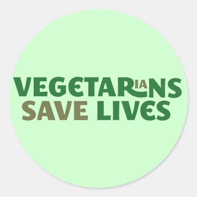 Vegetarians save lives classic round sticker (Front)