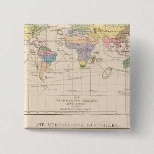 Vegetationsgebiete, Thiere Atlas Map 15 Cm Square Badge