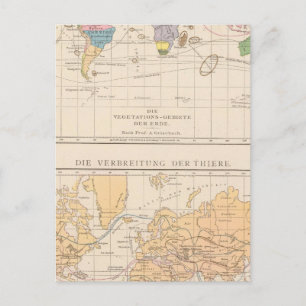 Vegetationsgebiete, Thiere Atlas Map Postcard