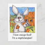 Vegetorangian funny rabbit vegan postcard
