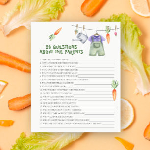 Veggie baby shower 20 questions about the parents