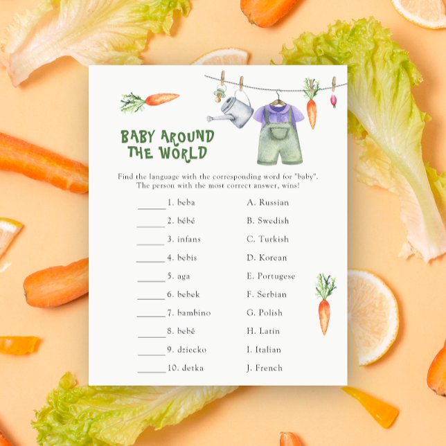 Veggie baby shower - baby around the world game (Creator Uploaded)