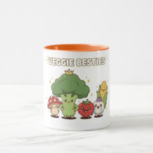 Veggie Besties   Cute Kawaii Cartoon Vegetable  Mug