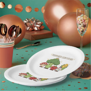 Veggie Besties Cute Kawaii Cartoon Vegetable Paper Plate