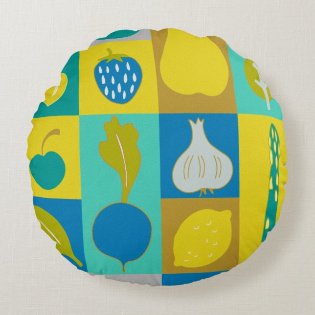 Veggie Blocks I Round Cushion (Front)
