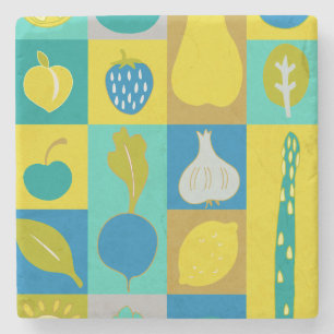 Veggie Blocks I Stone Coaster