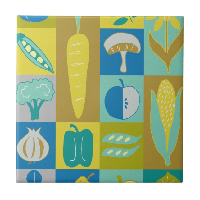 Veggie Blocks II Ceramic Tile (Front)